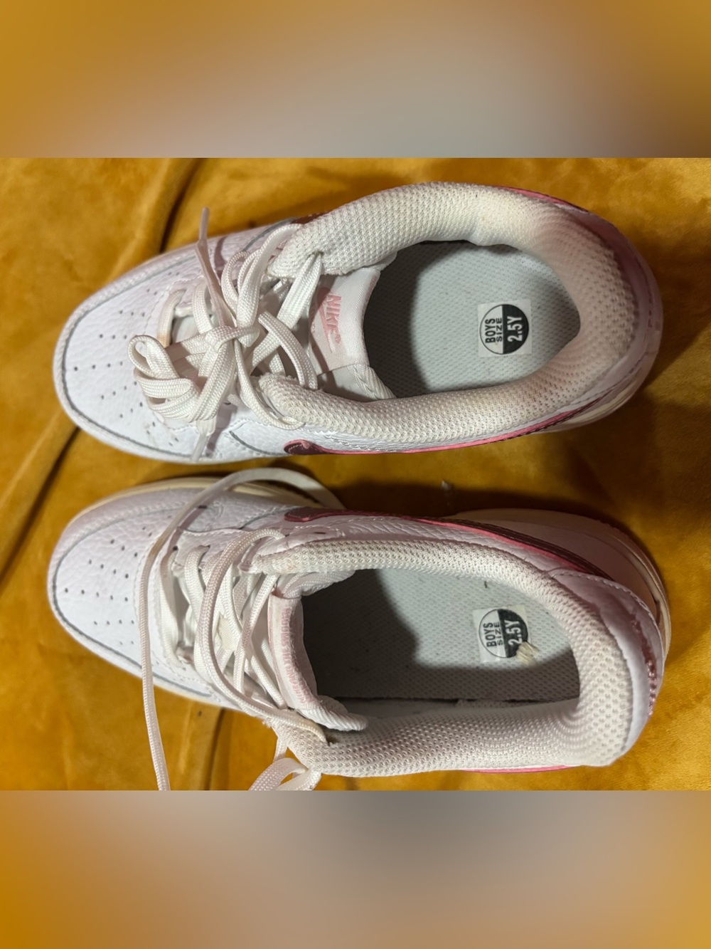 Nike Kids White Sneakers with Pink Trim - Casual Athletic Shoes